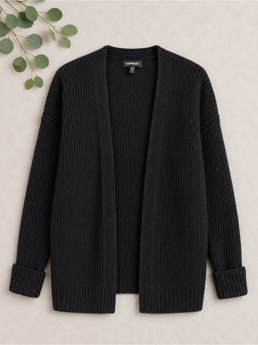 Express Women’s Open-Front Knit Long Cardigan - Black
